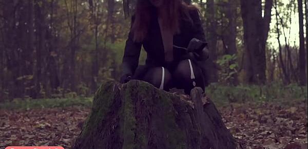  Take off my Halloween costume. Jeny Smith naked in forest